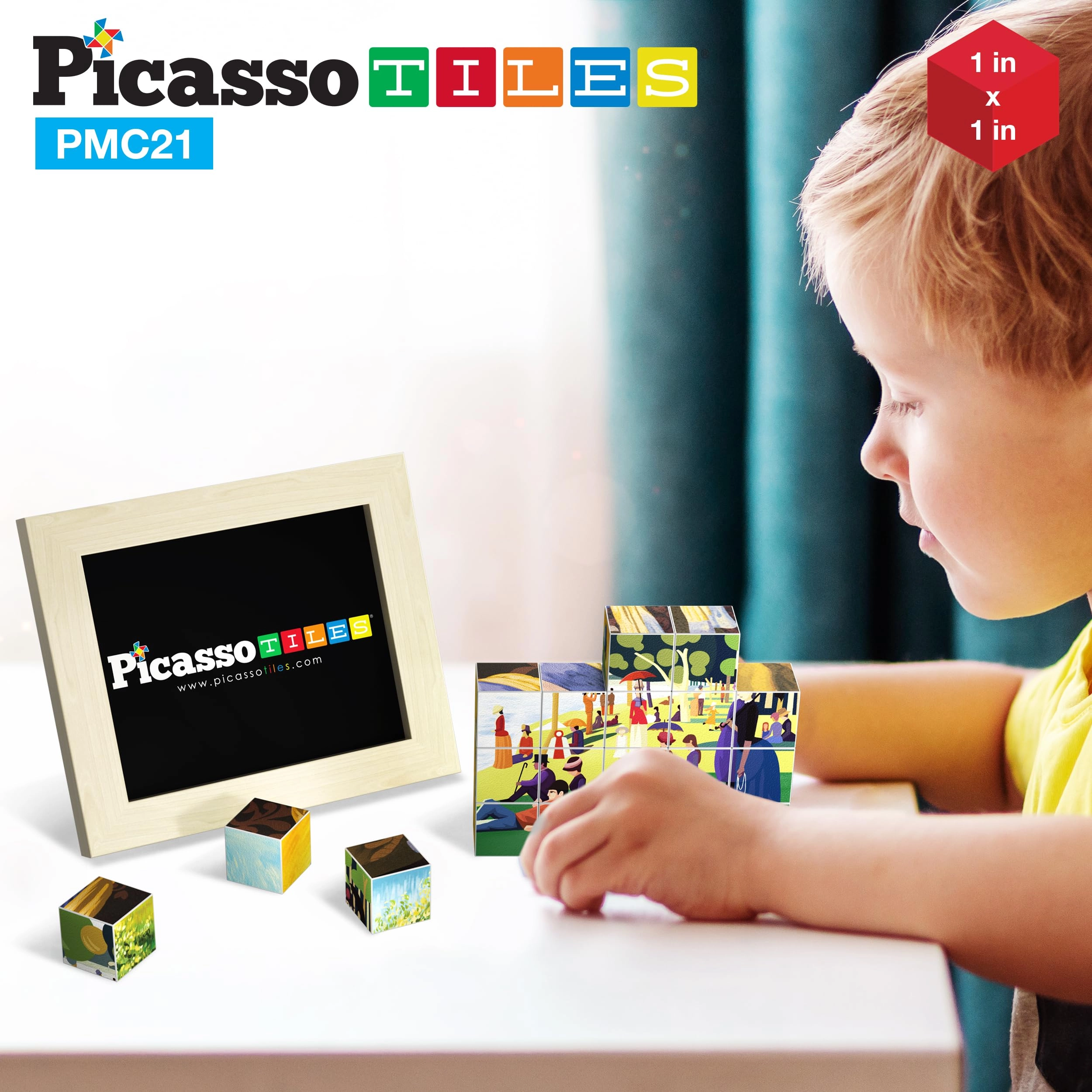 Magnetic Puzzle Building Cubes Art - 3 years+ 21 pieces