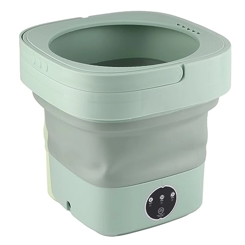 DAUZ Mini Washing Machine, Portable Foldable Washing Machine US Plug 100–240V Automatic 6.5L Large Capacity for Travel (Green)