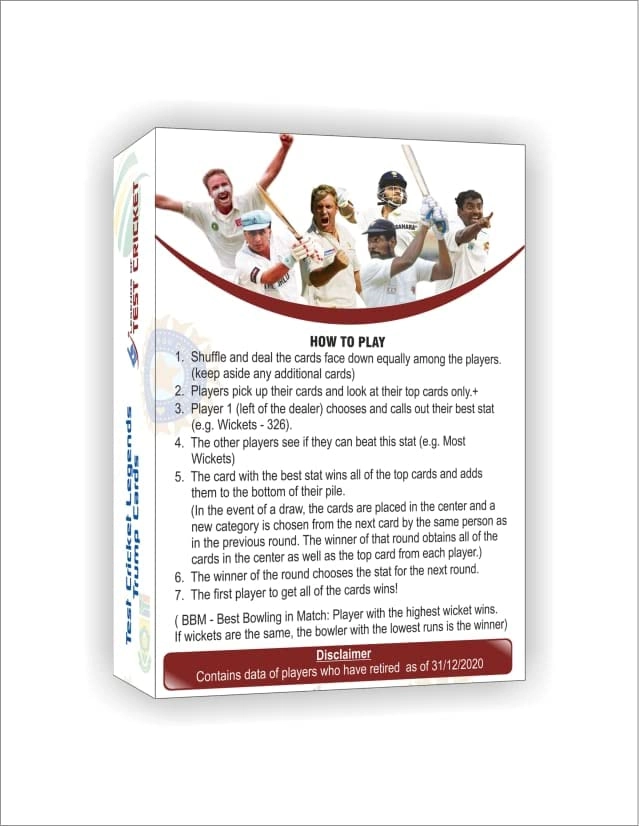 Adventure Trump Cards Test Cricket Legends of Test Cricket - English 63pcs