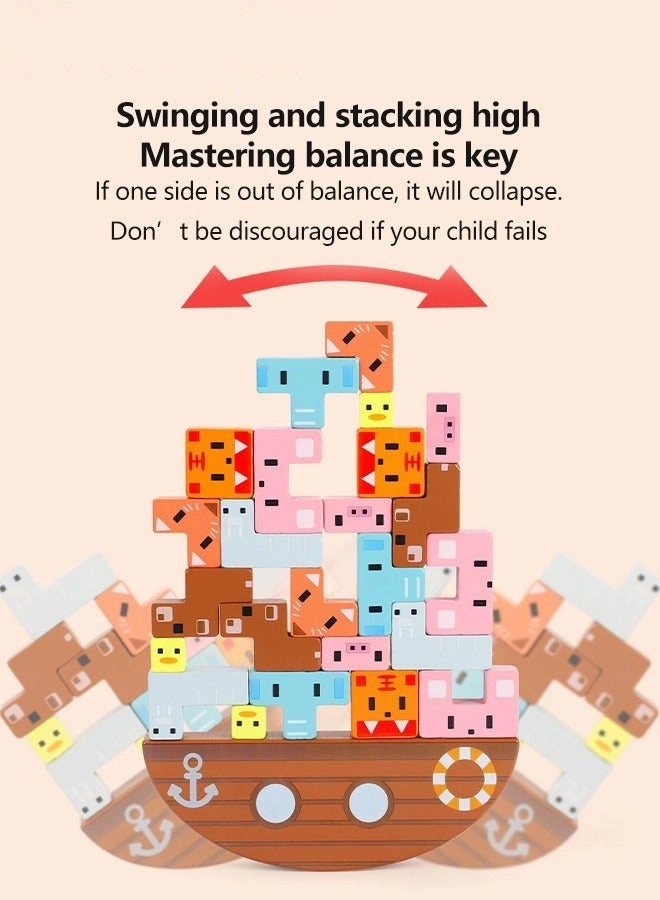 Wooden Animal Blocks Stacking Toy - 24 pieces