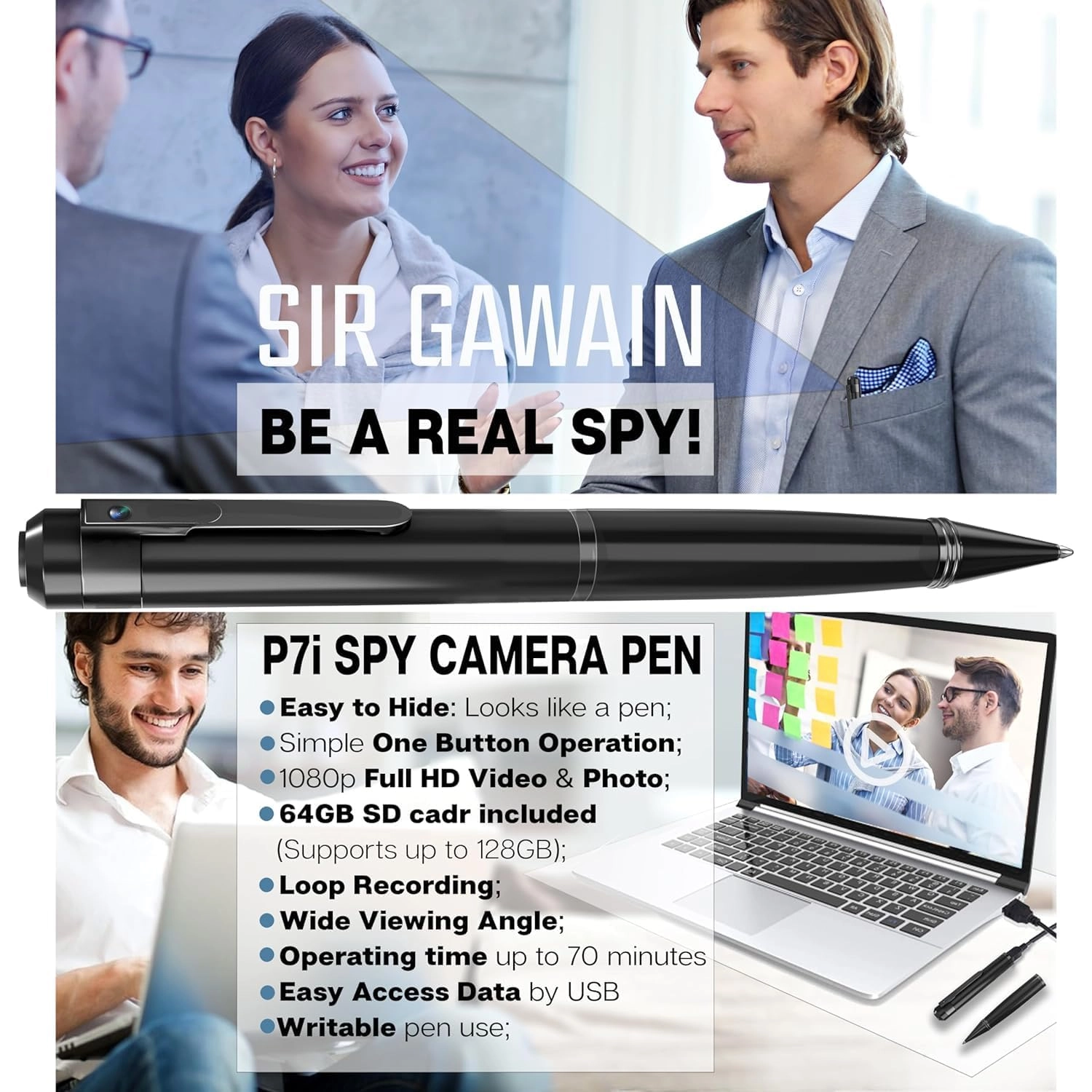 Hidden Spy Camera Pen - 32GB 1080p