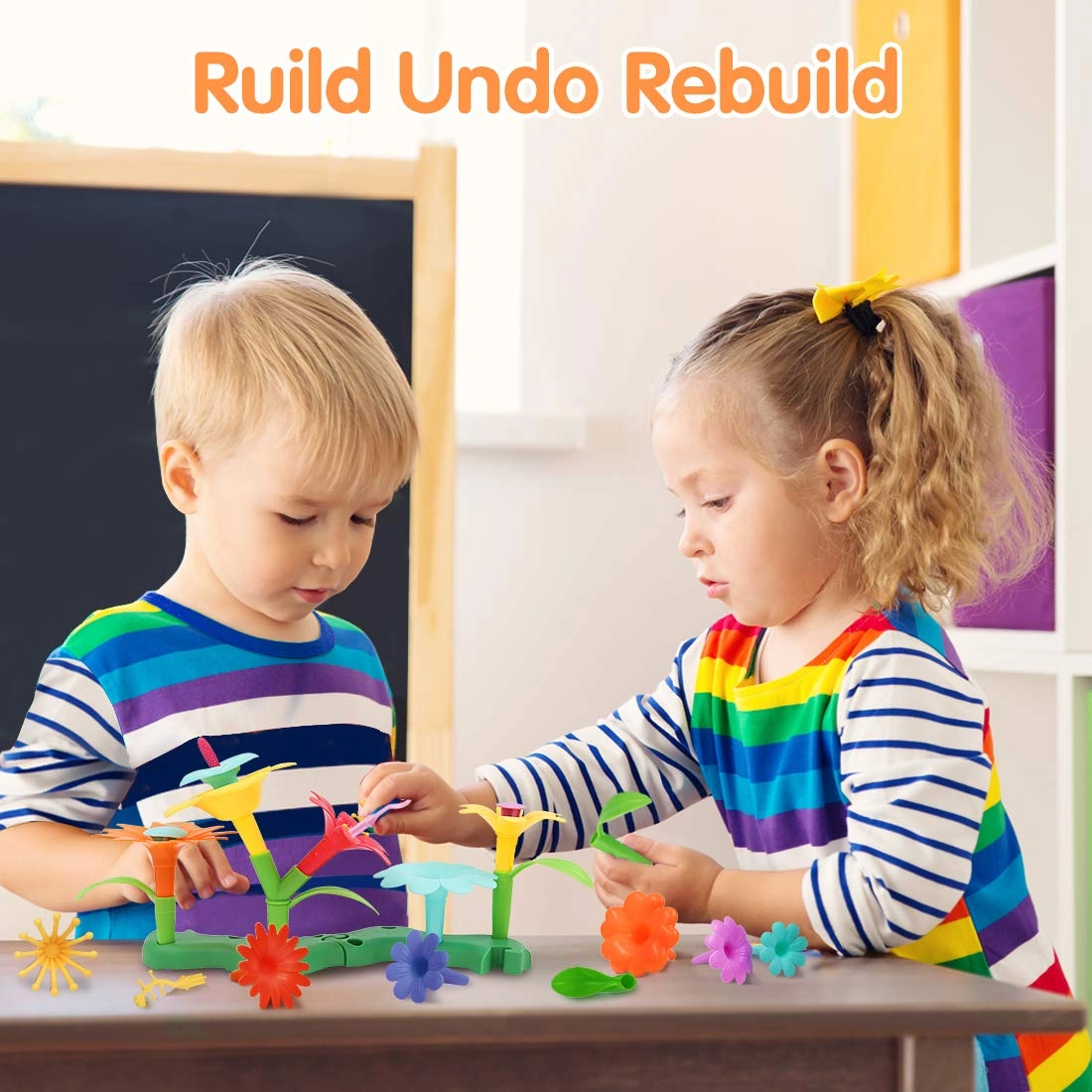 Flower Garden Building Toys Set - Stacking Game Gardening Pretend Playset