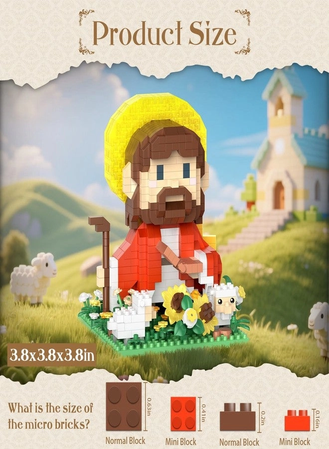 Jesus and Flowers Building Set - Little Jesus Figurines LED Halo