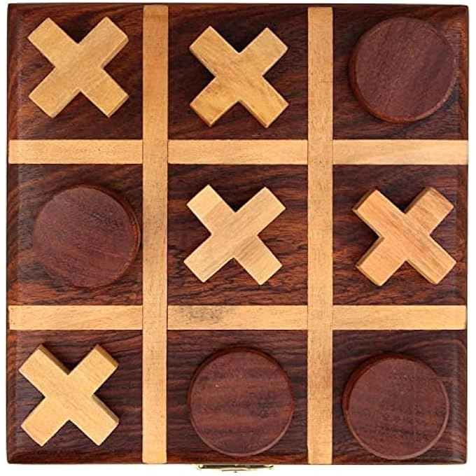 Tic Tac Toe - Wooden Pure Rosewood Brass