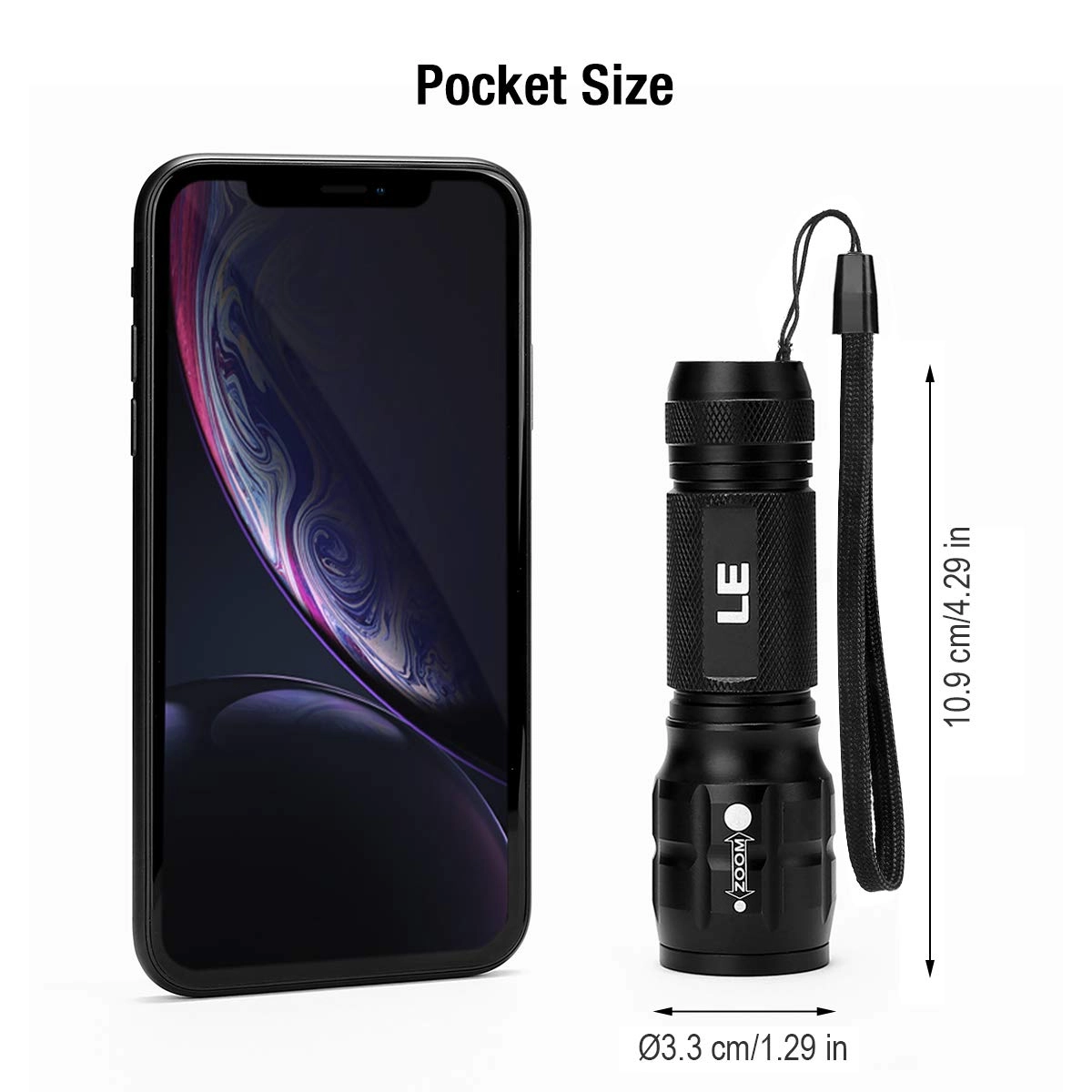 LED Flashlight - 140lm Waterproof Adjustable Focus 2 Pack