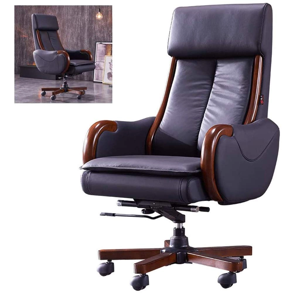 Desk Chair - PU Leather Brown High Back