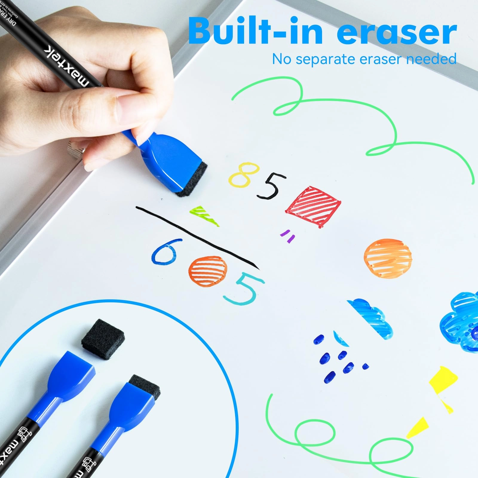 36 Pack Magnetic Whiteboard Pens - 12 Colours Fine