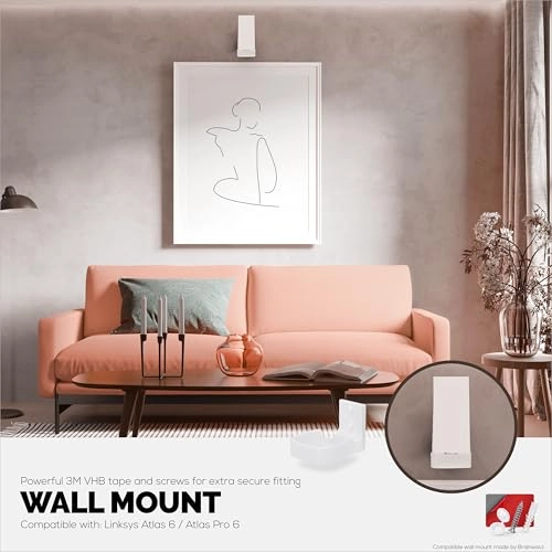 Wall Mount for Linksys Atlas 6 / Atlas Pro 6 WiFi Router - compatible with Linksys Atlas 6 / Atlas Pro 6 WiFi Routers only