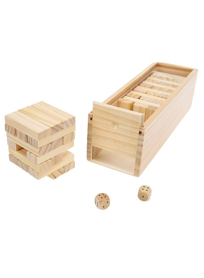 Tumble Tower - Wooden Block Stacking Party Game Includes Storage Case