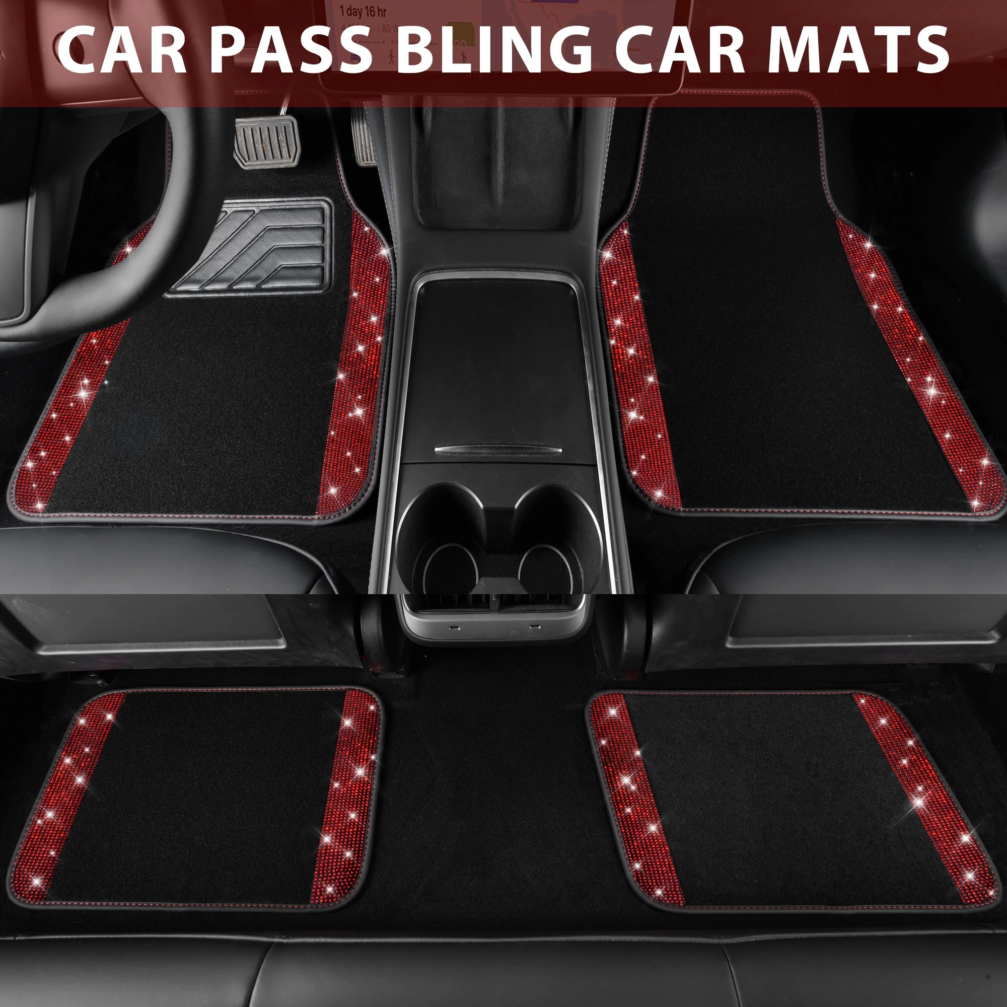 Bling Diamond Car Mats - 4.0 Count Universal Fit