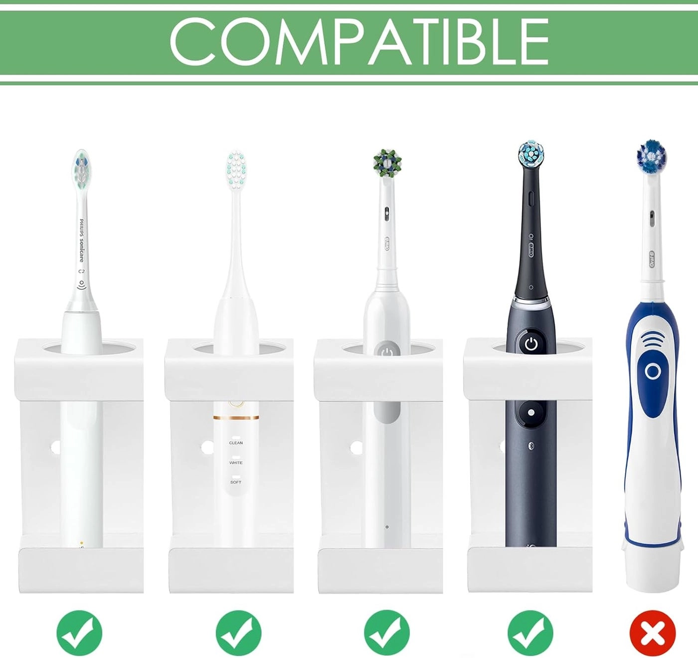 Electric Toothbrush Holder - Wall Mounted 4 Slots