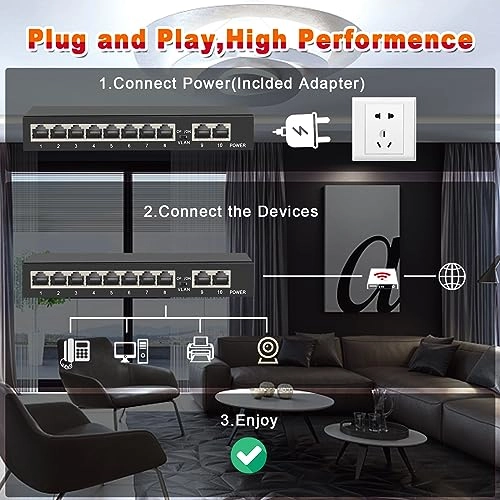 10-Port Vlan Gigabit| 8*Gigabit+2-Vlan 10-ports
