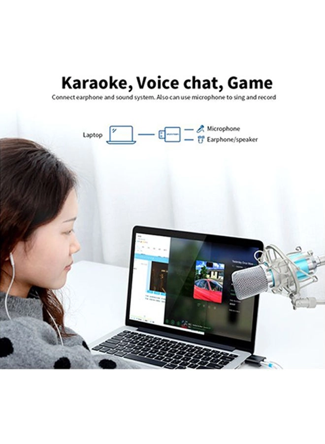 Sound Card Adapter - USB Earphone/Mic Noise Reduction