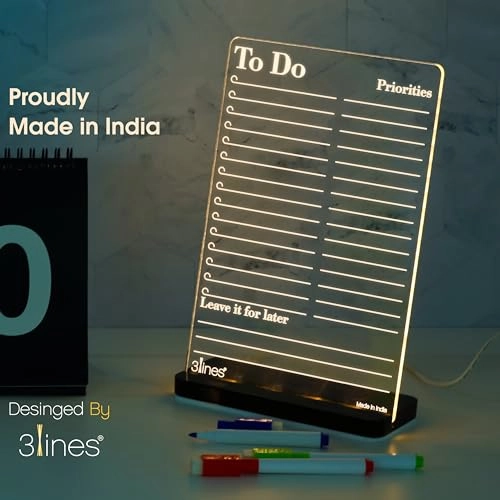Glowrite LED Writing Board - To Do Priorities warm white