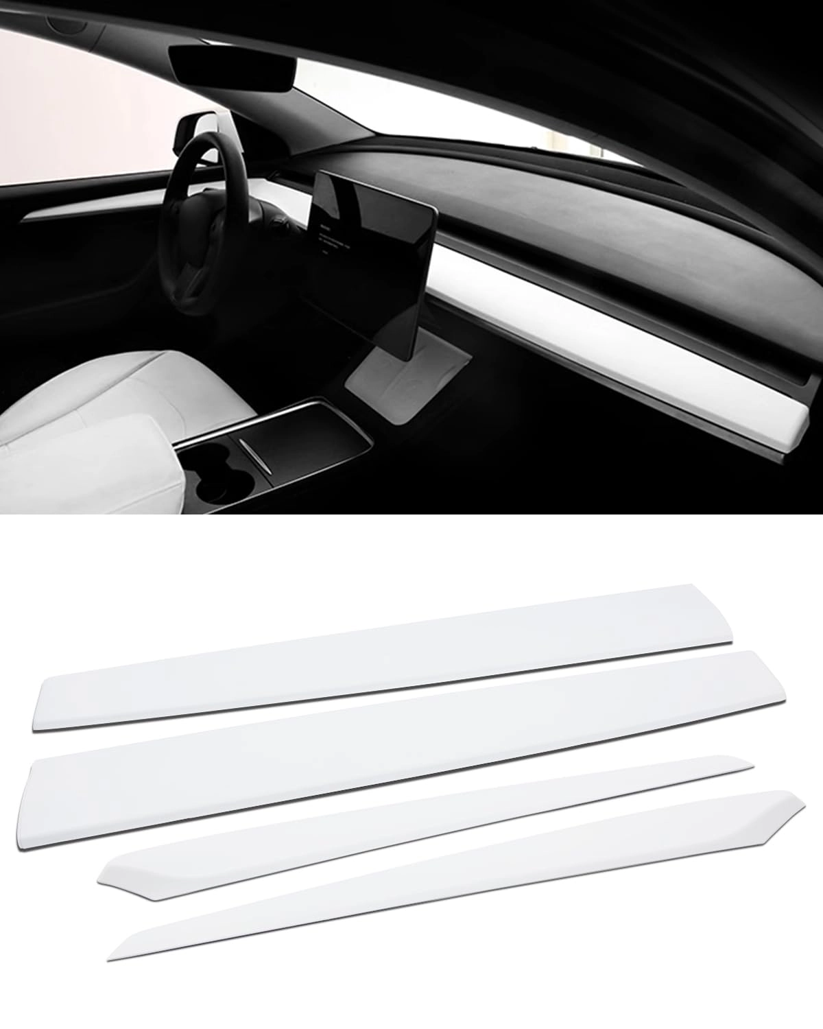 lalaijdou Dashboard Cover Wrap + Front Door Inner Armrest Panel Cover Trim - Tesla Model 3 2021-2023 Model y 2020-2025