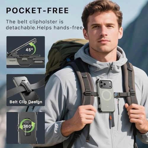 iPhone 17 Pro Case Belt Clip Holster with MagSafe for iPhone 17 Pro