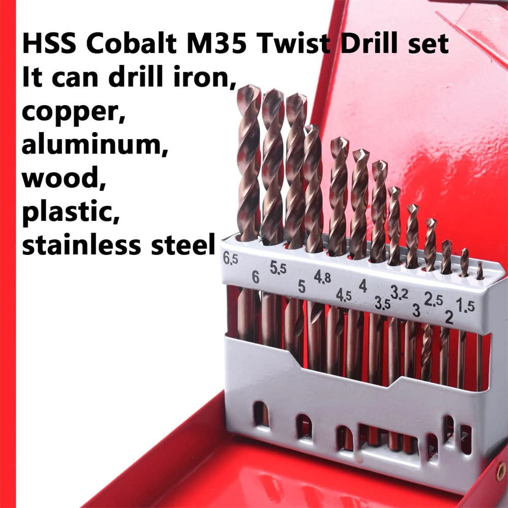 M35 Cobalt Twist Drill Bits - HSS-Co M35 Cobalt 13pcs 1.5-6.5mm