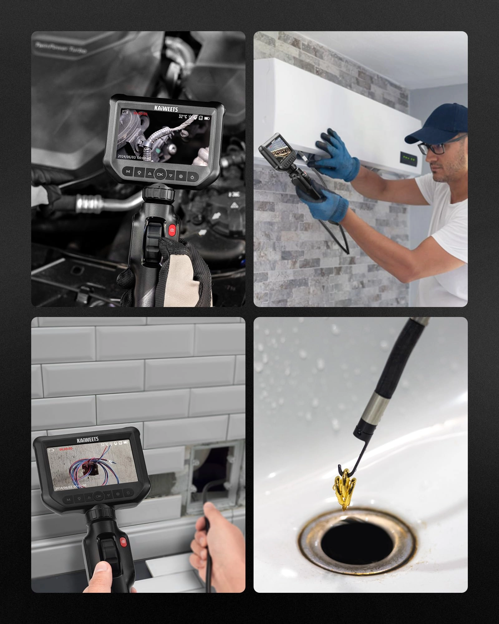 Two-Way Articulating Borescope Camera - 0.25in 5.3FT