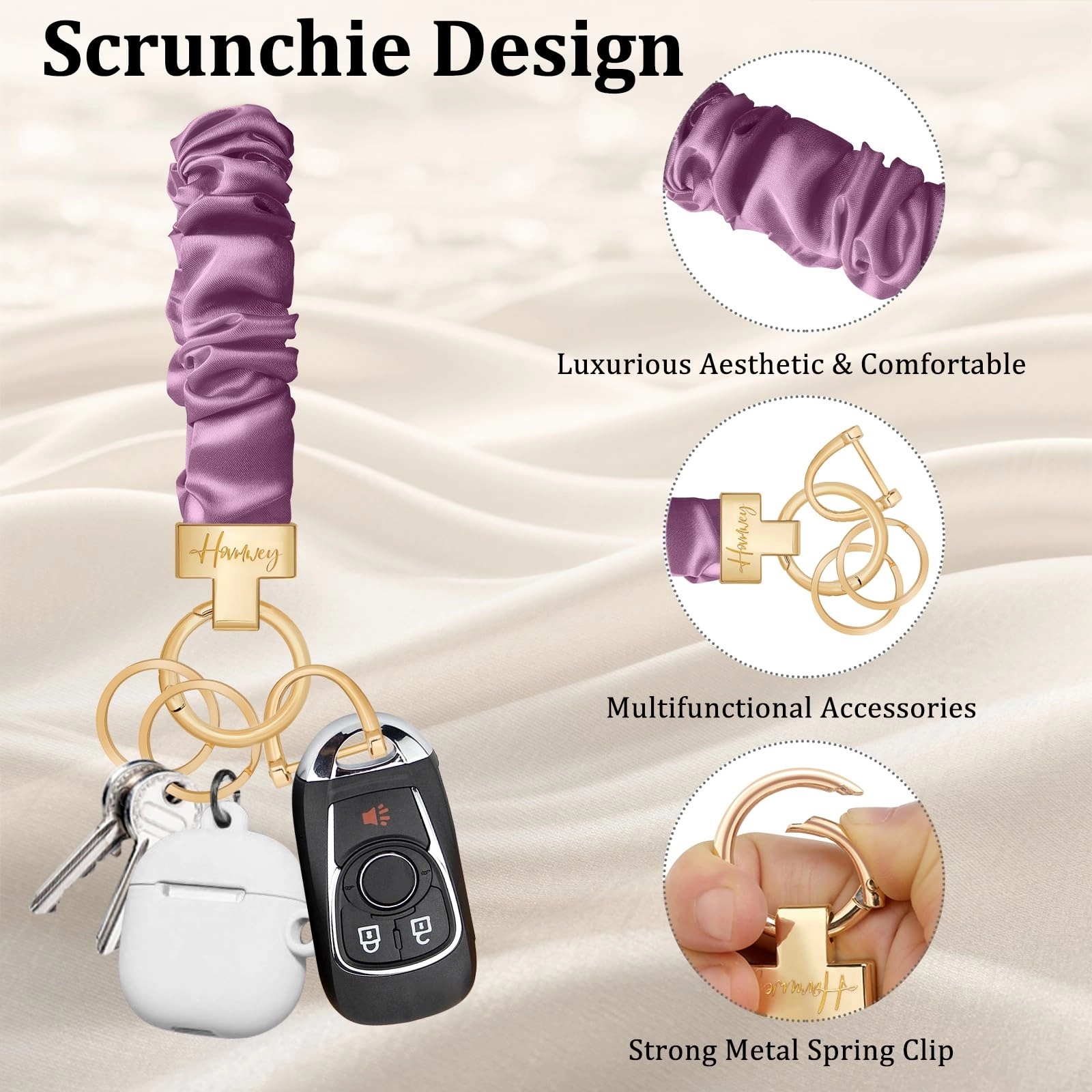 Stretchy Scrunchie Keychain Wristlet - Fun