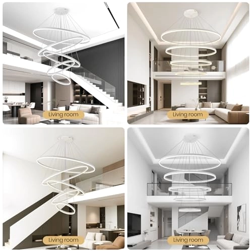 Round LED Chandelier - 3000K–6000K Dimmable