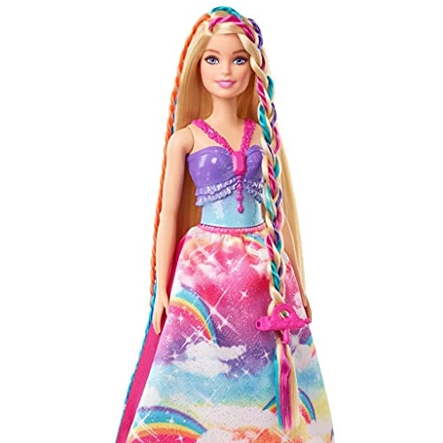 Barbie Dreamtopia Fantasy Braid Twist N Style Rainbow Hair Doll Playset - Twisting Tool Styling Accessories Ages 3+