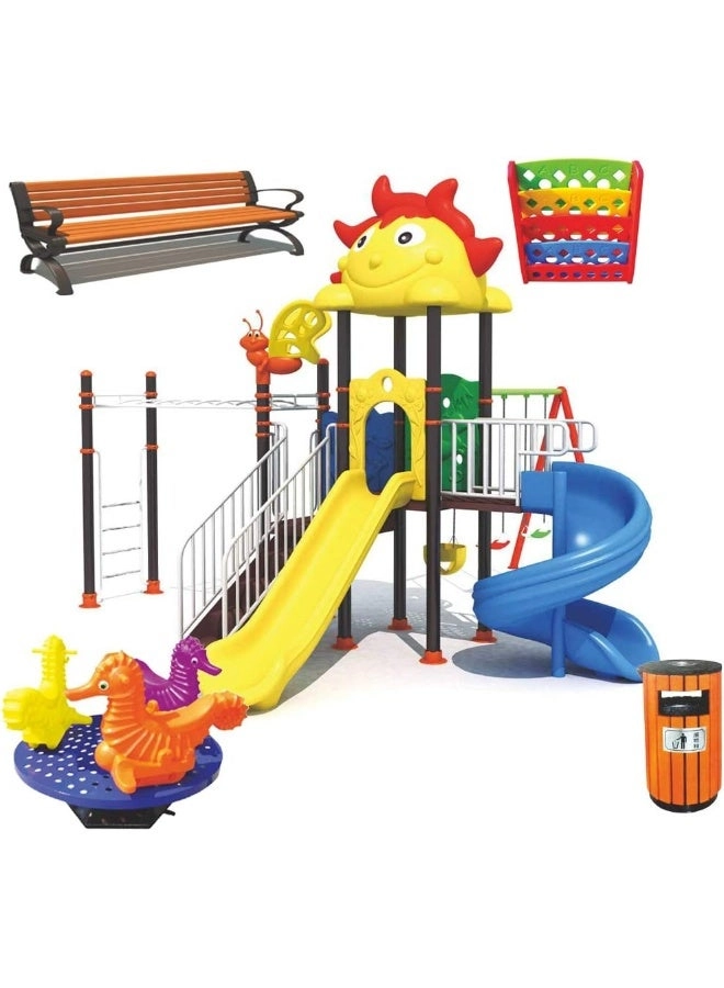 Multi Purpose Kids Outdoor Playing Equipments - 770x320x280cm 2+ Years
