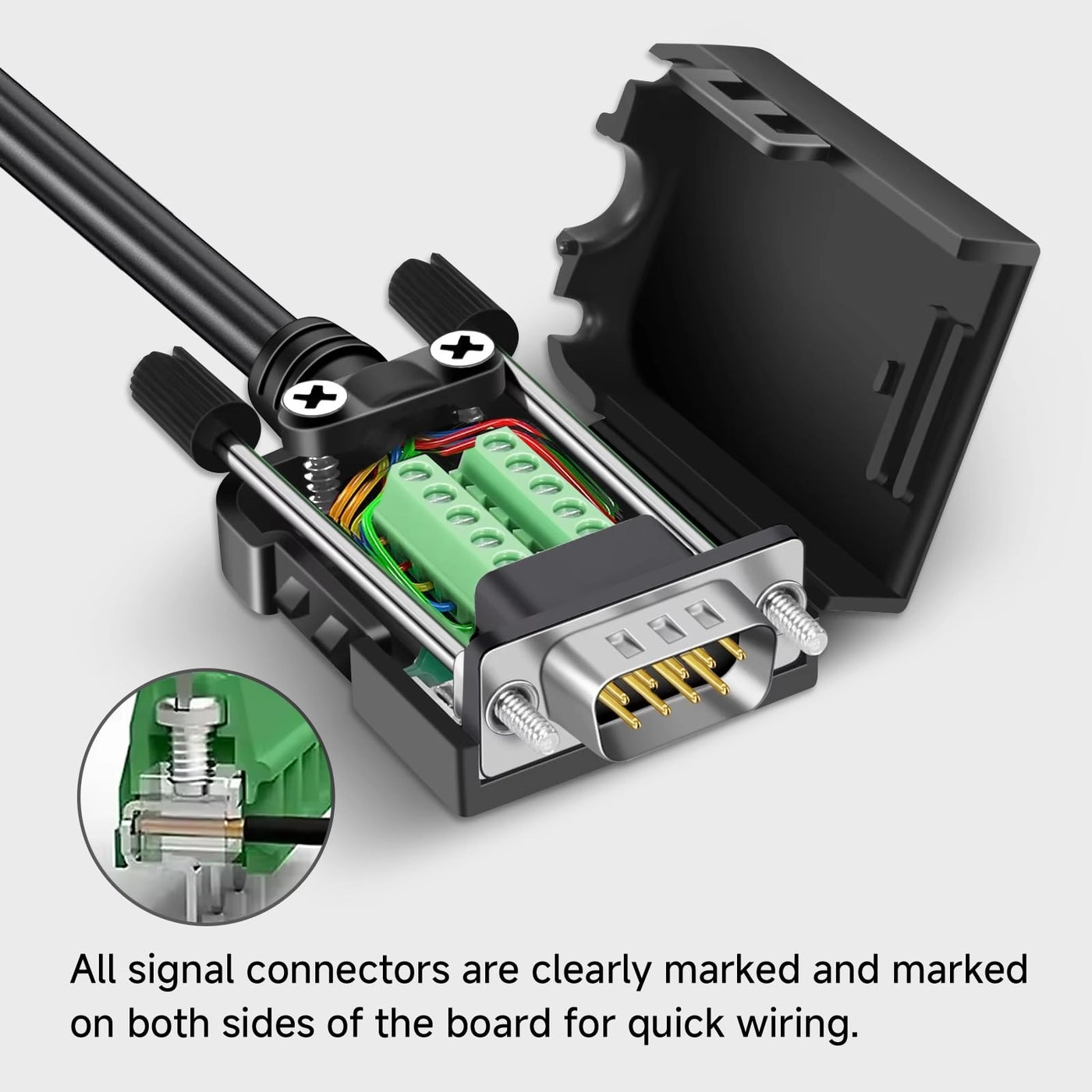 DB9 Breakout Connector - 9 pin RS232 Solderless