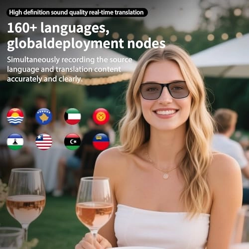 AI Translation Glasses - 160+ Languages Noise-Cancelling Photochromic