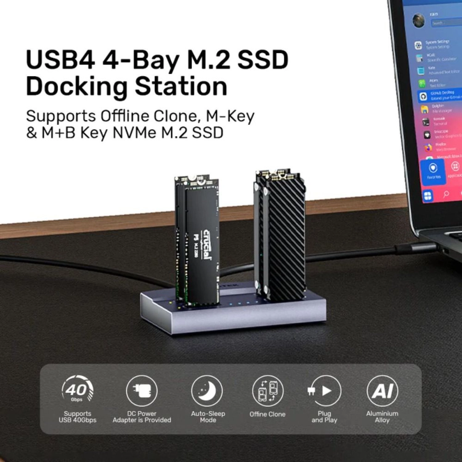 USB4 4-Bay M.2 SSD Docking Station - 4