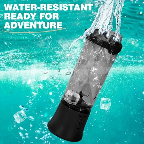 Portable Blender - USB Rechargeable Waterproof BPA-Free Cup Travel Lid Black