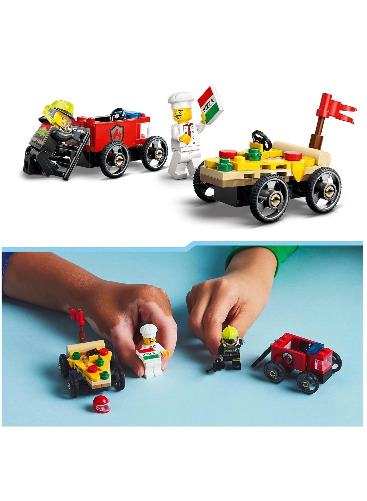 City Pizza vs. Fire Truck Race Car Pack (60458) - Vehicle