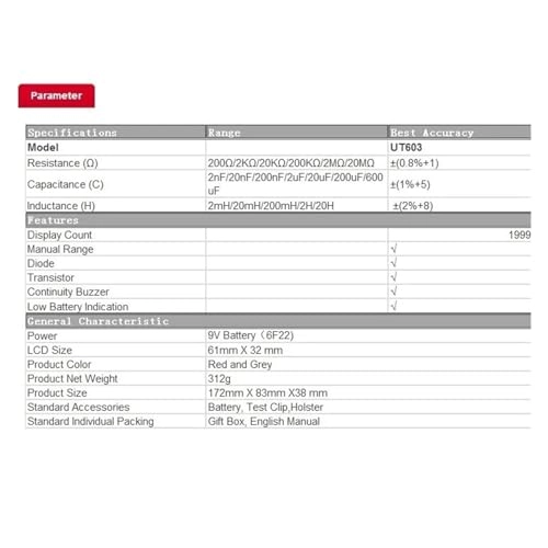 UT603 - LCR Capacitor Tester Ohmmeter