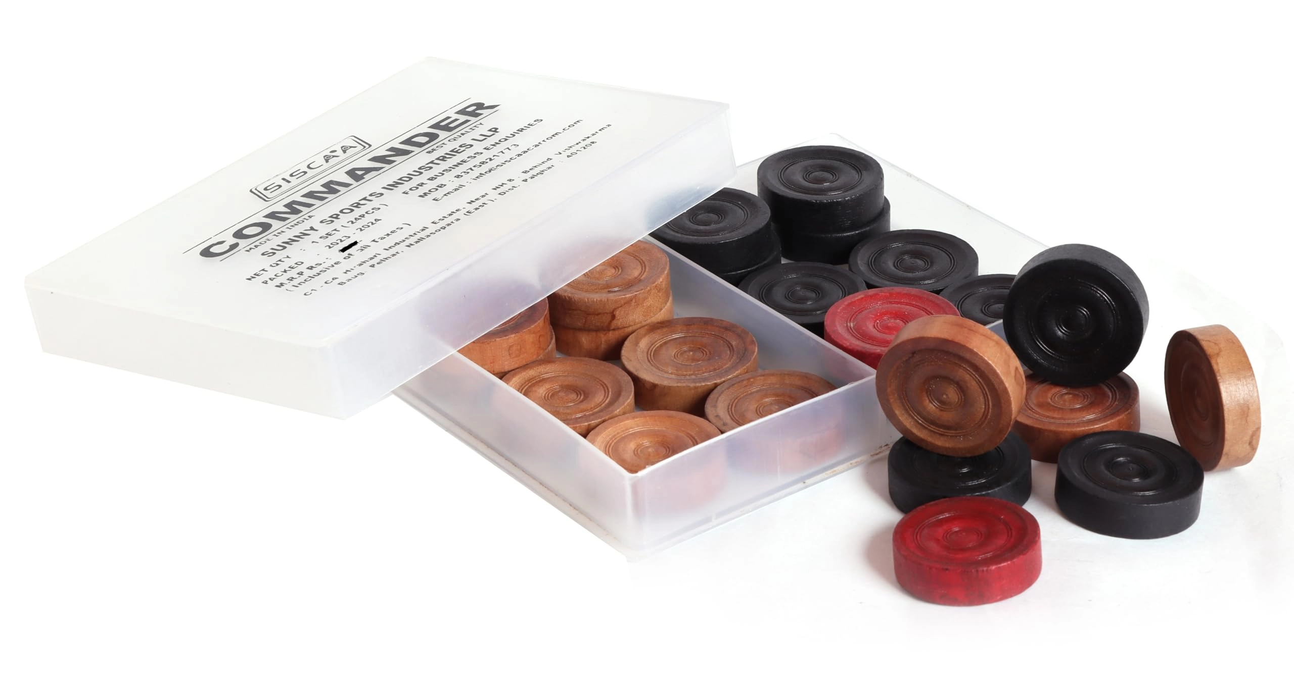 SISCAA Carrom Coin - 24 Coins Rosewood