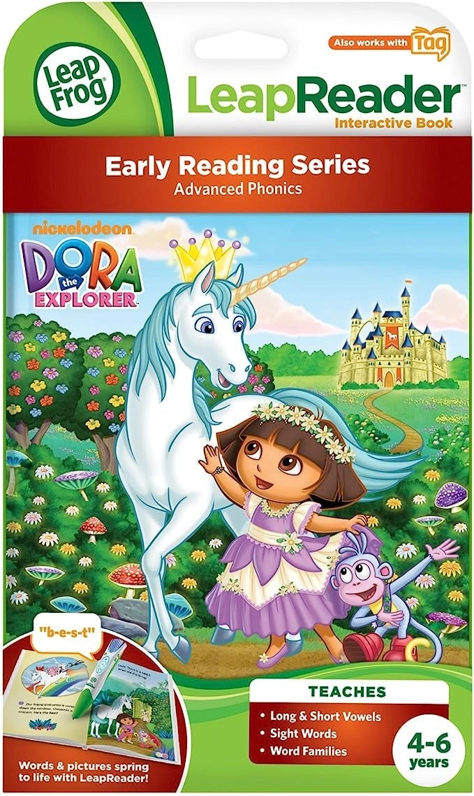 LeapFrog LeapReader Book Dora The Explorer Saves King Unicorn - 4-6 years