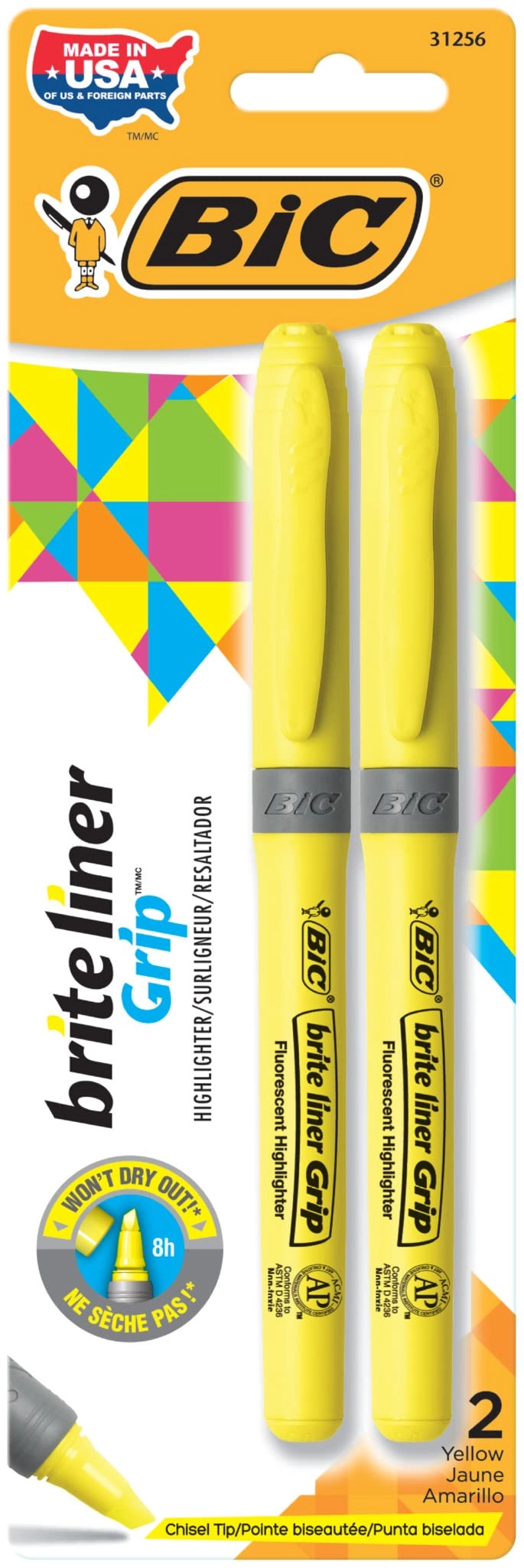 BIC Brite Liner Grip - Yellow Chisel