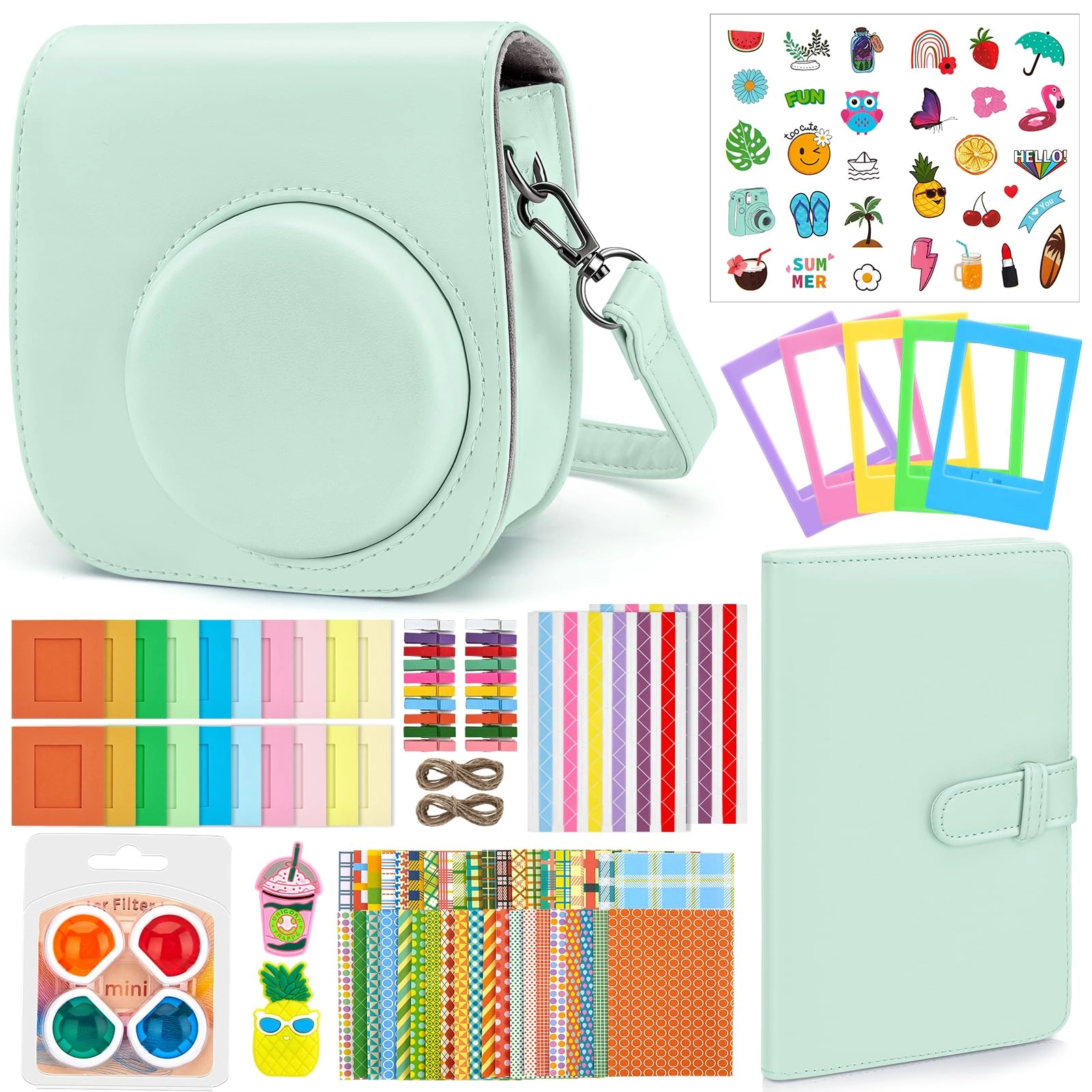 Eurhomewit Instant Camera Accessory Set for Fujifilm Instax Mini 12 - Mini 12/11/9 PU leather