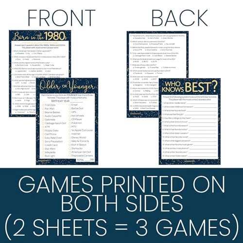 Who Knows Best - 20 cards per game + Older or Younger + Born in the 1980s Trivia - Set of 3 Games Adult
