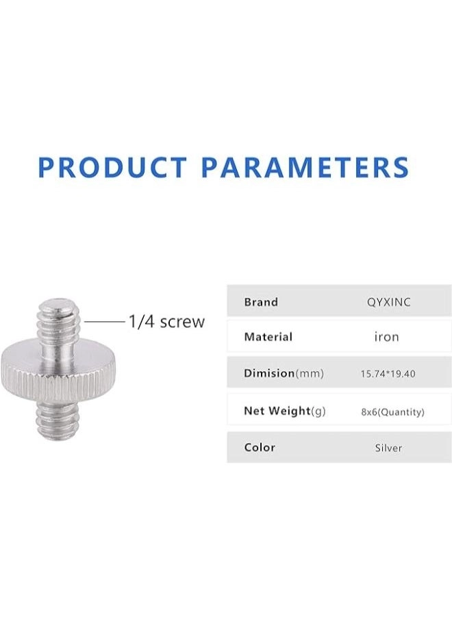 1/4-20 male to 1/4-20 male screw adapter - 6 Pieces Double Head
