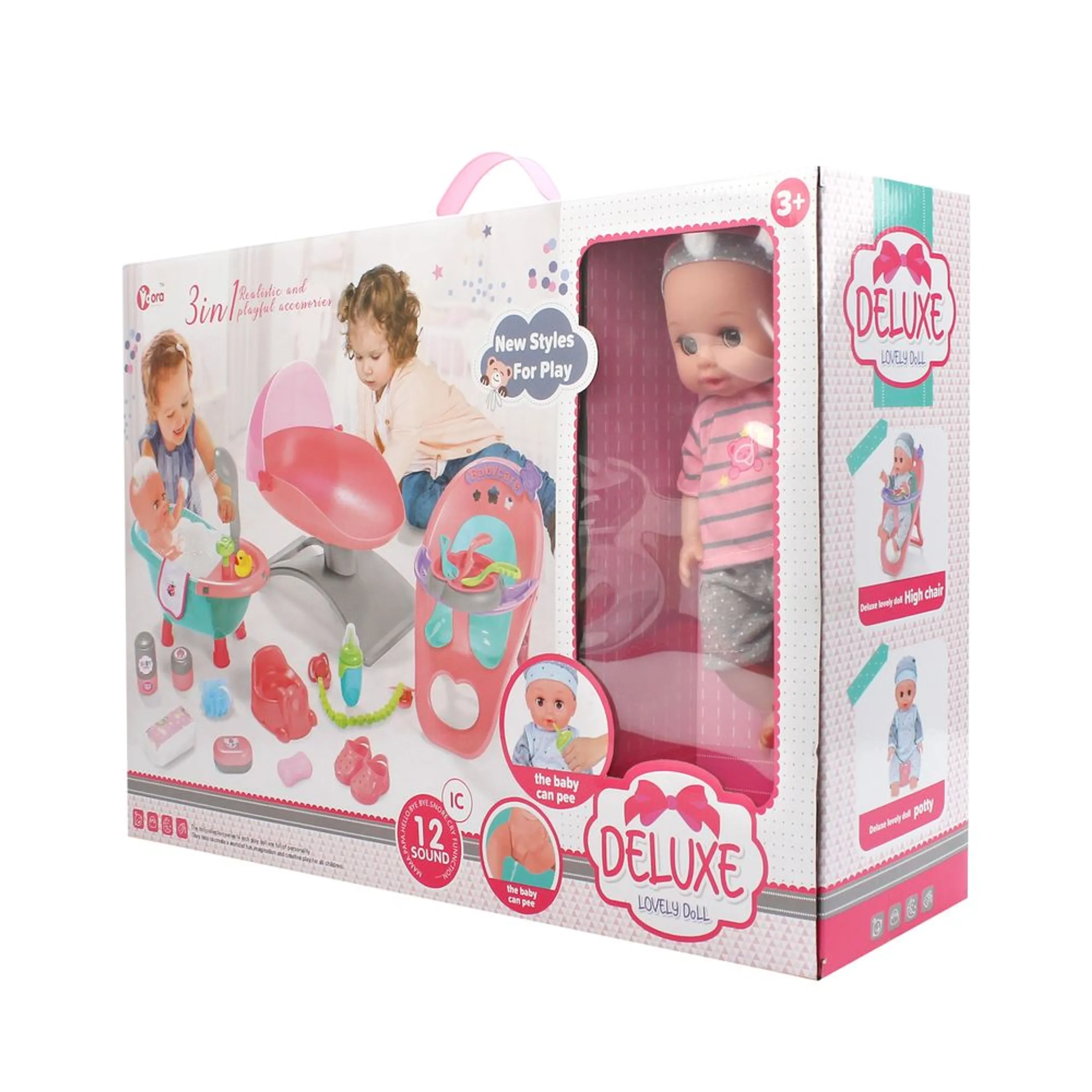 Baby Doll Playset - 3-In-1 14" Interactive Chip Ages 3+