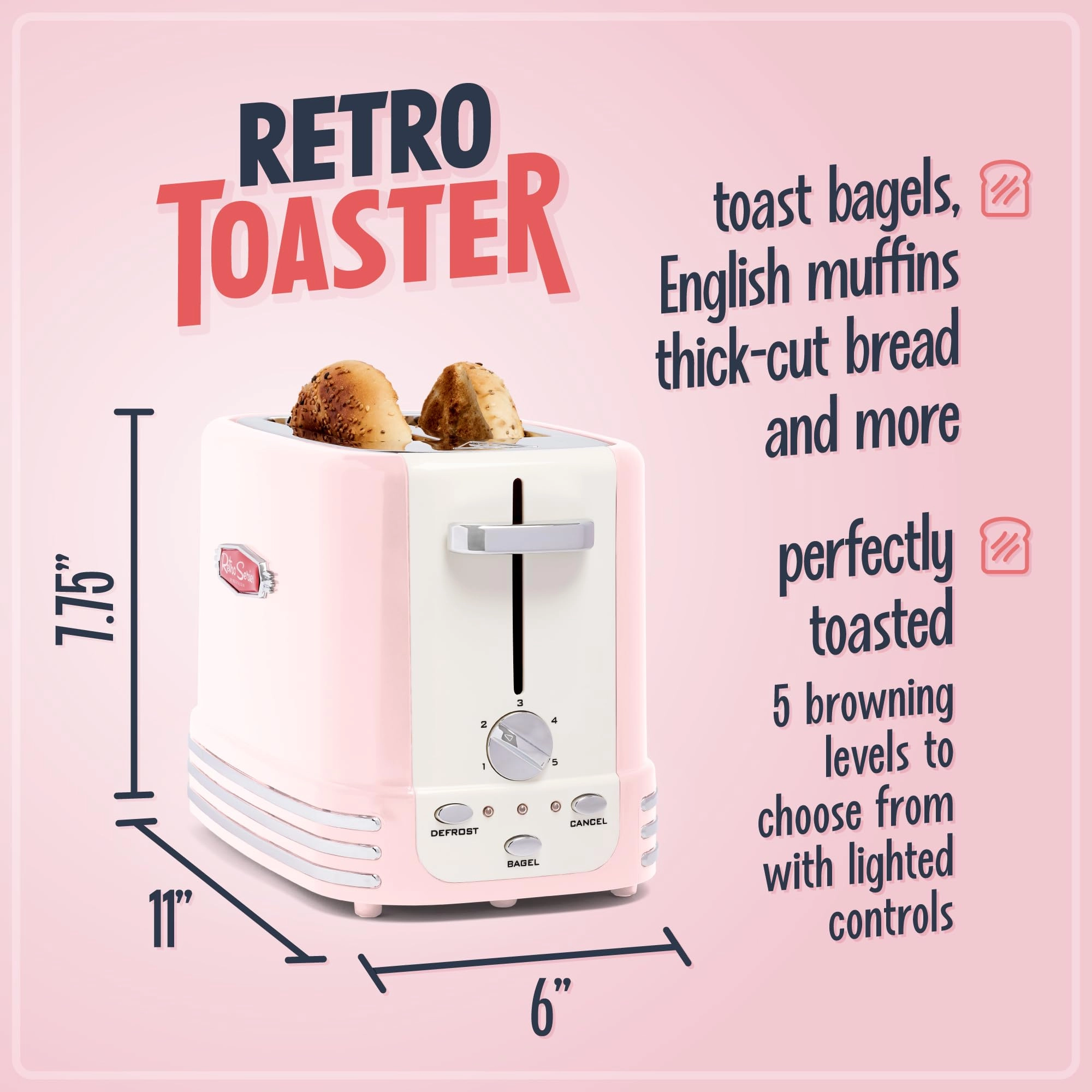 Retro Wide 2-Slice Toaster