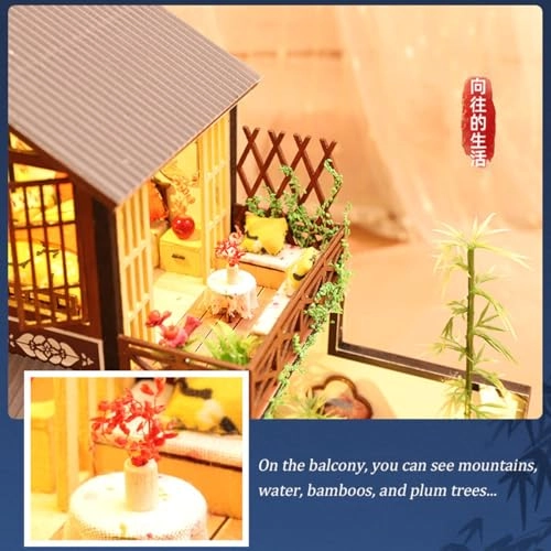 DIY Miniature Dollhouse Kit - Wooden 29 x 20.7 x 22 cm LED