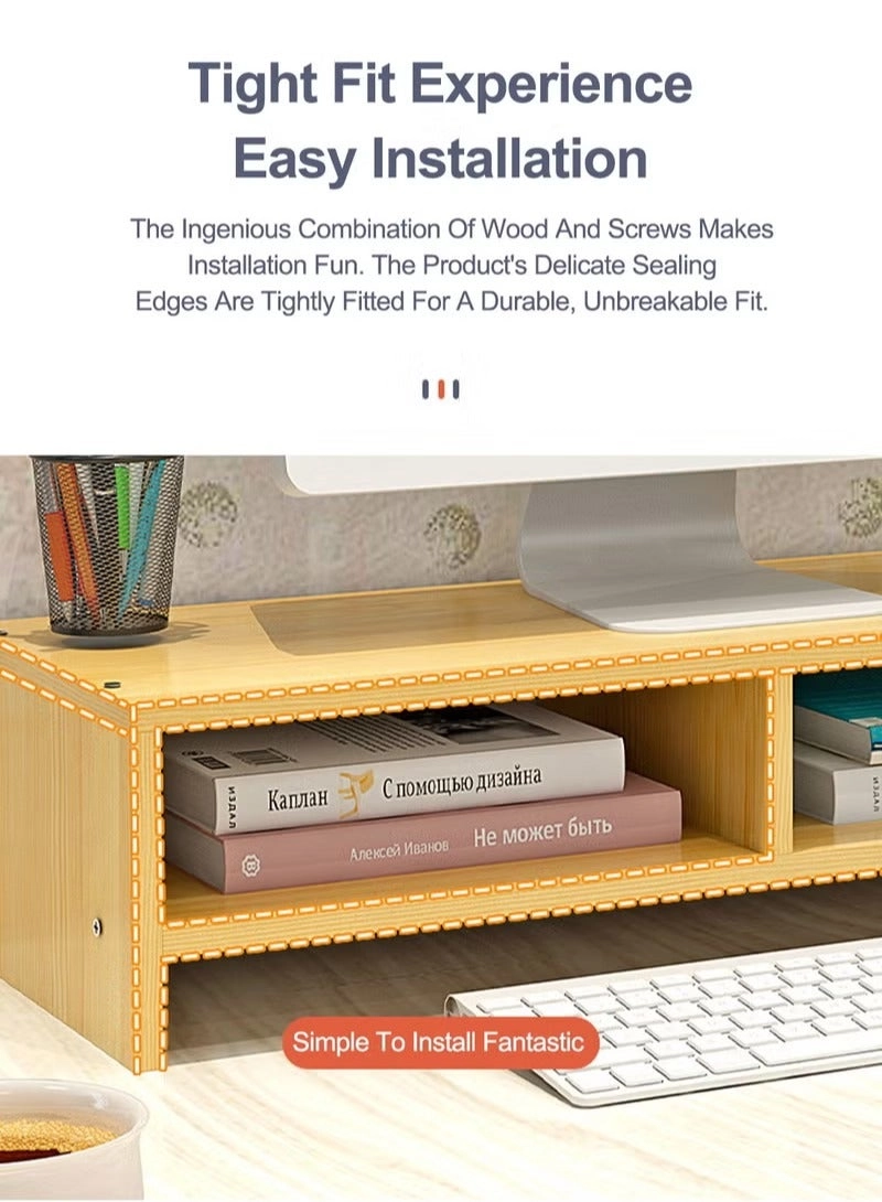 Monitor Riser - Wooden 3-Tier