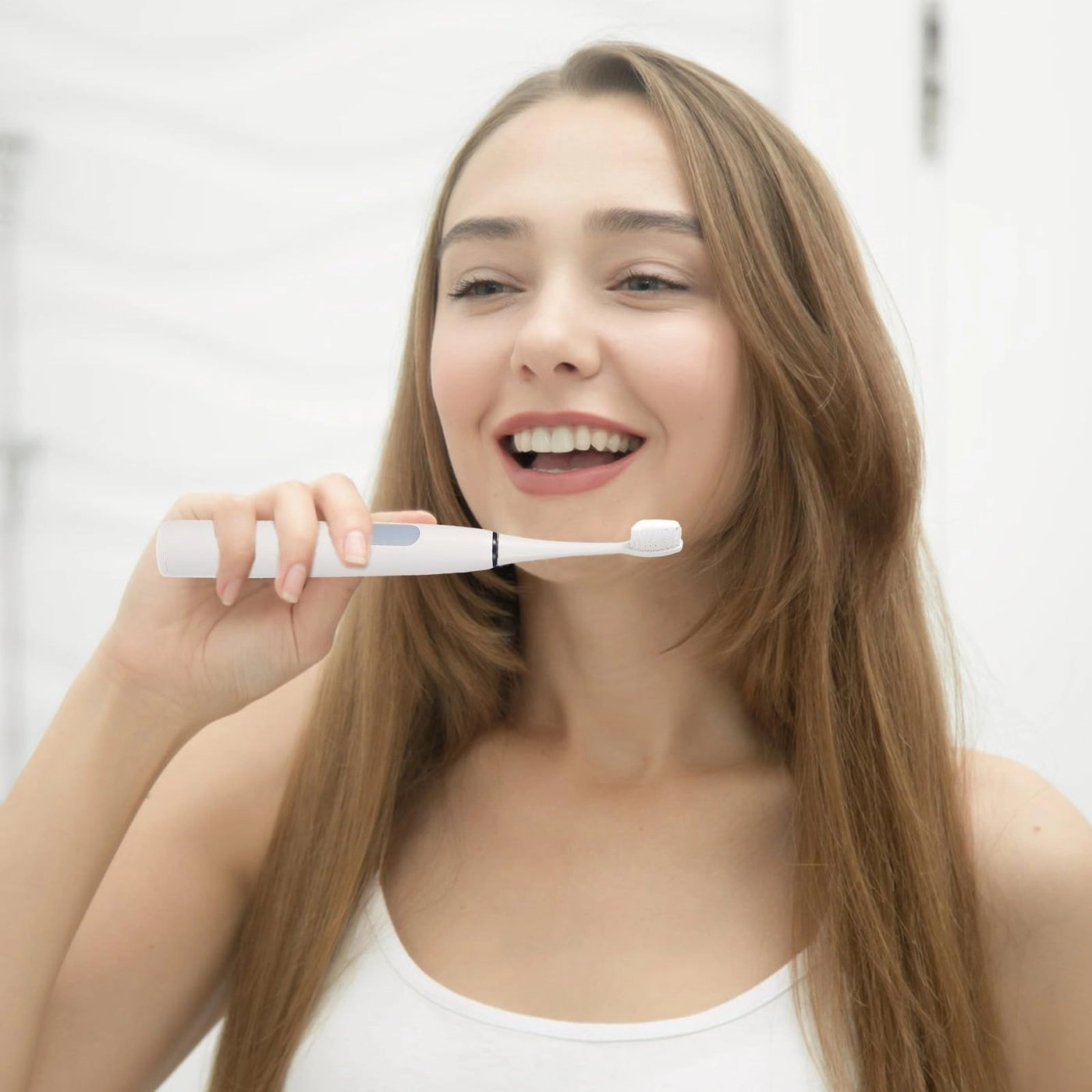 Waterproof Electric Sonic Toothbrush - Soft Bristles Battery Powered Light Gray