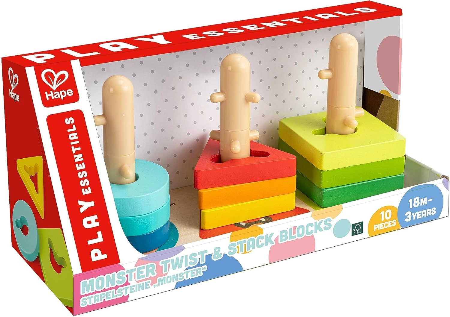 Monster Twist & Stack Blocks - 18 months+ 10 pieces