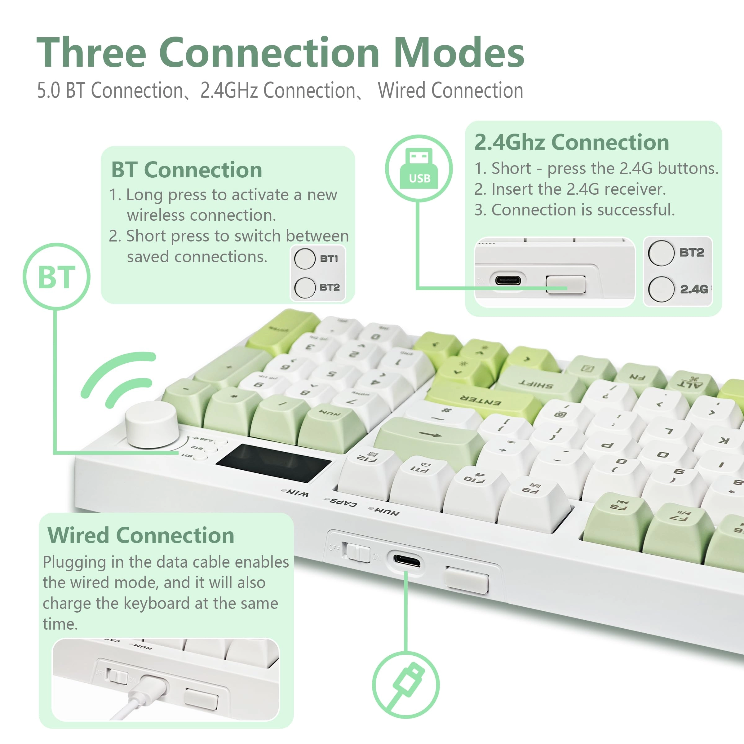Wireless Keyboard - QWERTY 2.4GHz BT5.0 USB-C