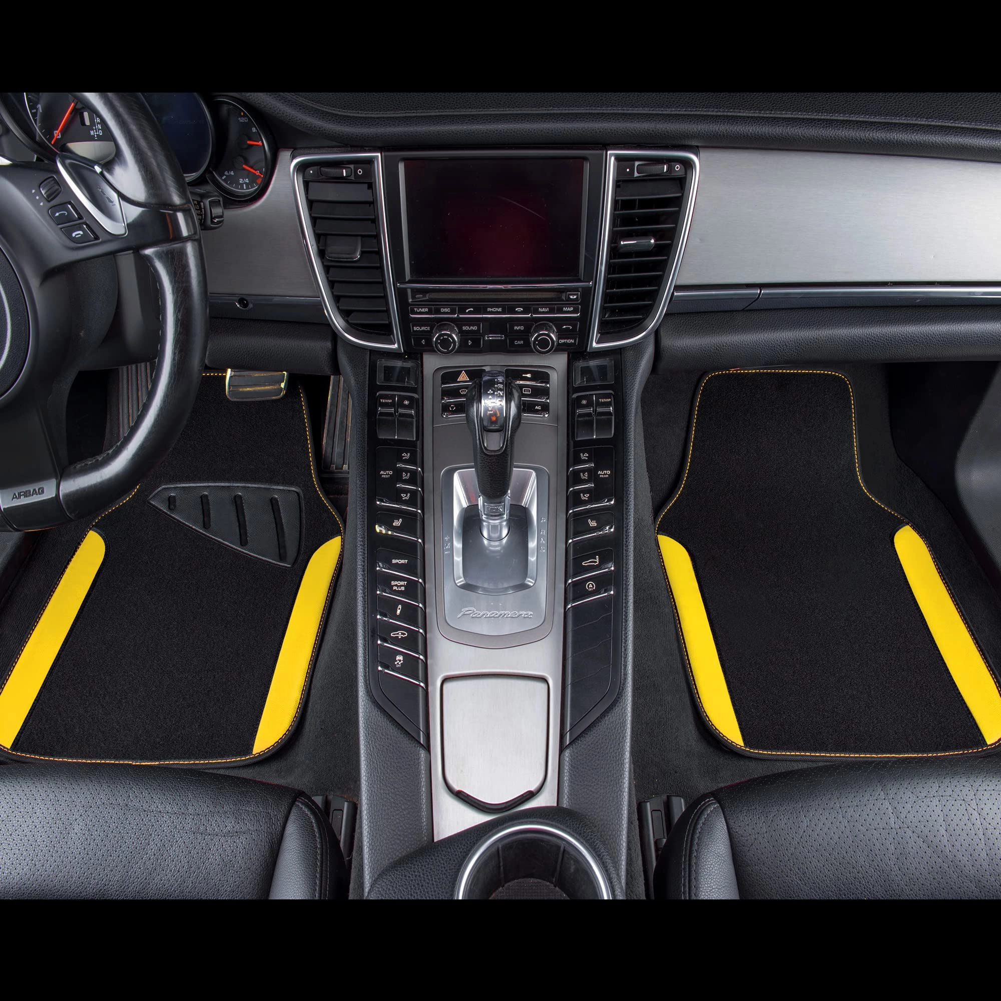 Universal Fit Car Floor Mats - Set of 4pcs Black and Burgundy