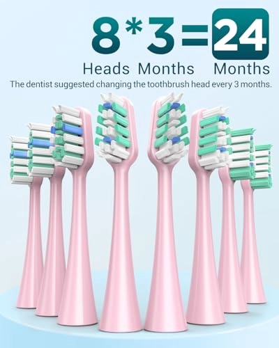 Y05U - 8 Toothbrush Heads 90 Days Battery Life 5 Brushing Modes