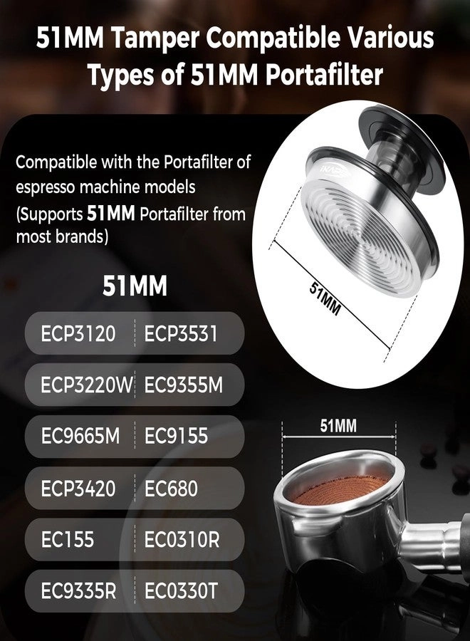 V6 Impact Espresso Tamper - 51MM 15lb/30lb Interchangeable Springs Sound Feedback