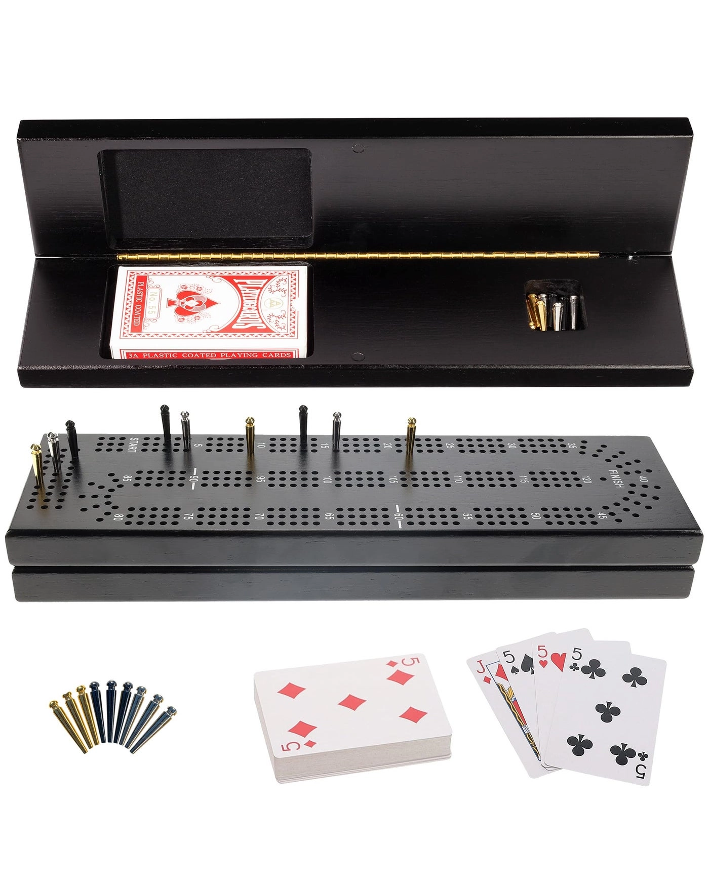 Cribbage Board - Wooden Black Stained 3 Track