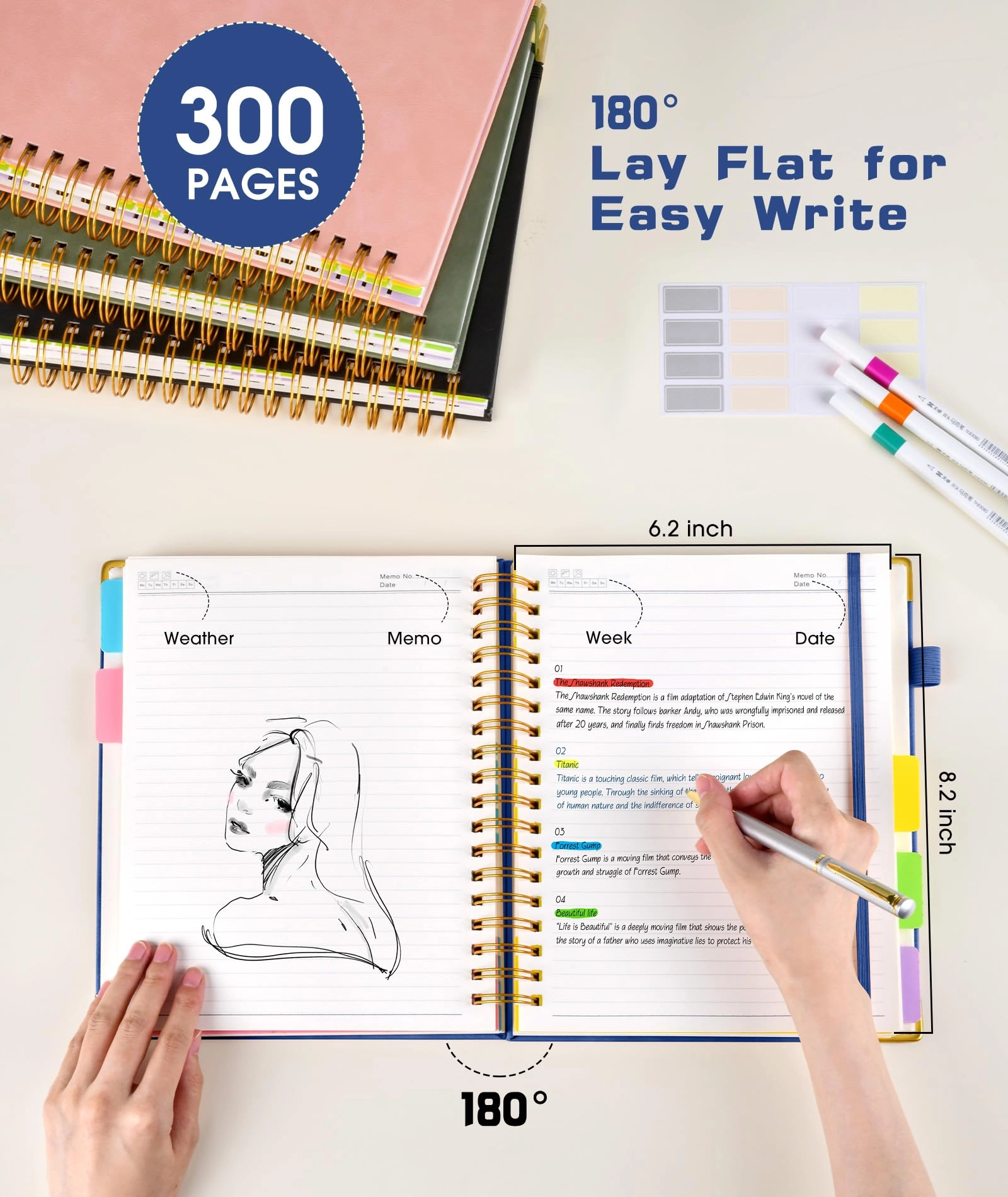Hardcover Spiral Notebook A5 Spiral - Lined 300 Pages